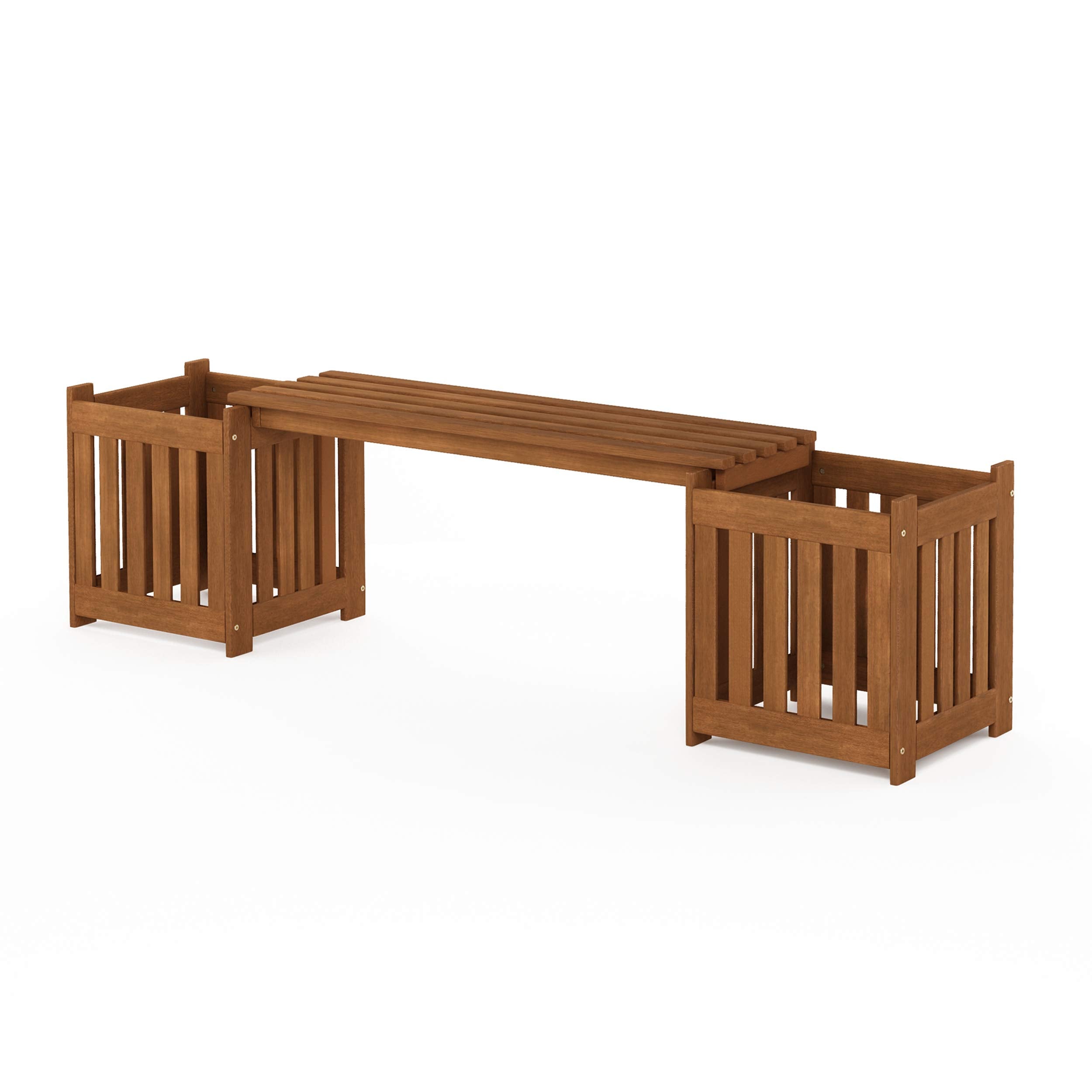 Furinno Tioman outdoor planting ideas with planters and bench.