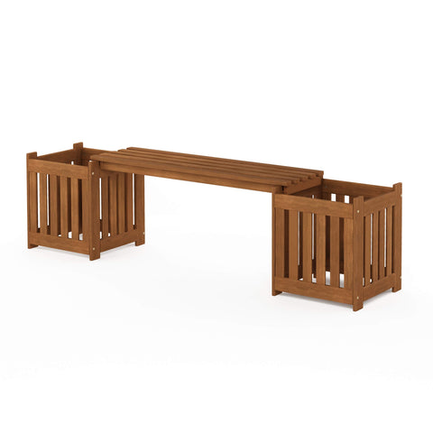 Furinno Tioman outdoor planting ideas with planters and bench.