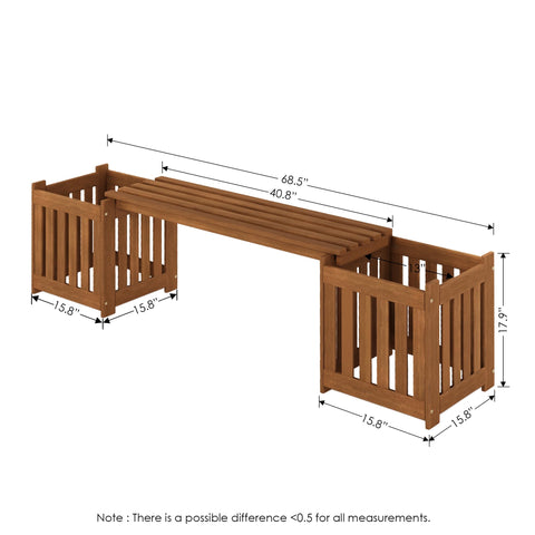 Furinno Tioman planter bench connection shows integrated 2-in-1 design.
