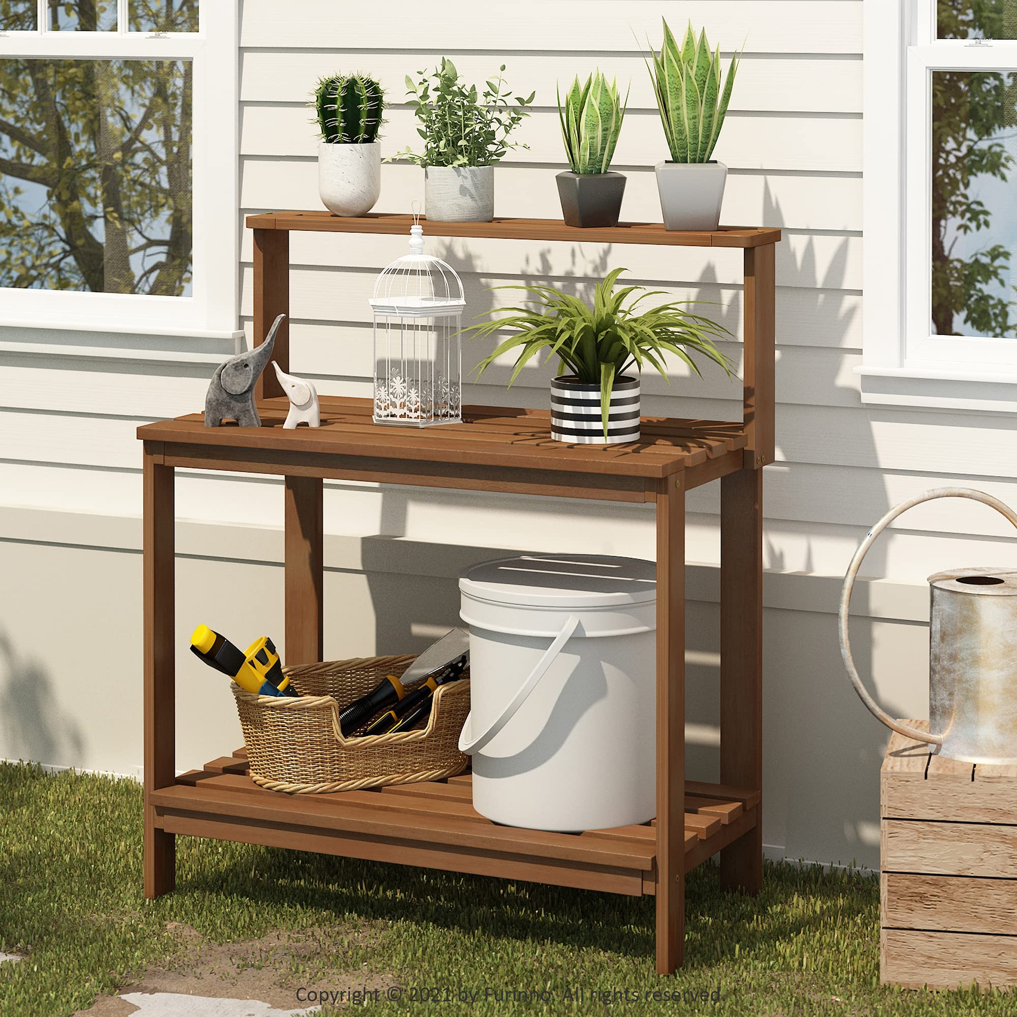 Furinno Tioman potting bench work surface ideal for potting and repotting plants