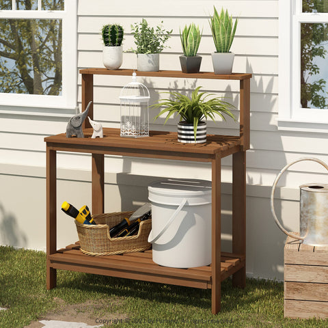 Furinno Tioman potting bench work surface ideal for potting and repotting plants