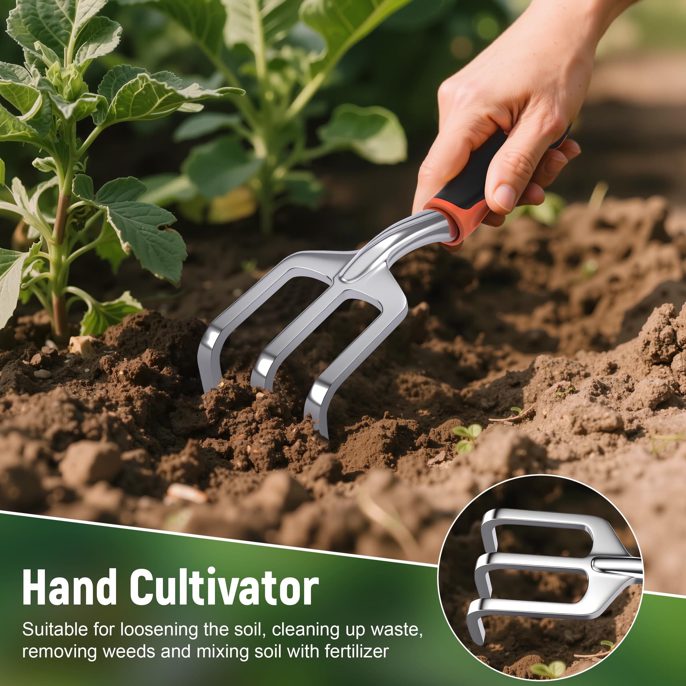 Furnest Garden Tool Set in-use during planting tasks in a garden bed