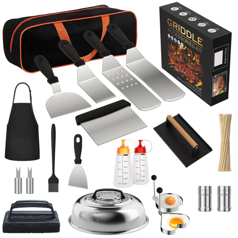 Furnhome 120pcs griddle accessories kit displayed for versatile outdoor grilling