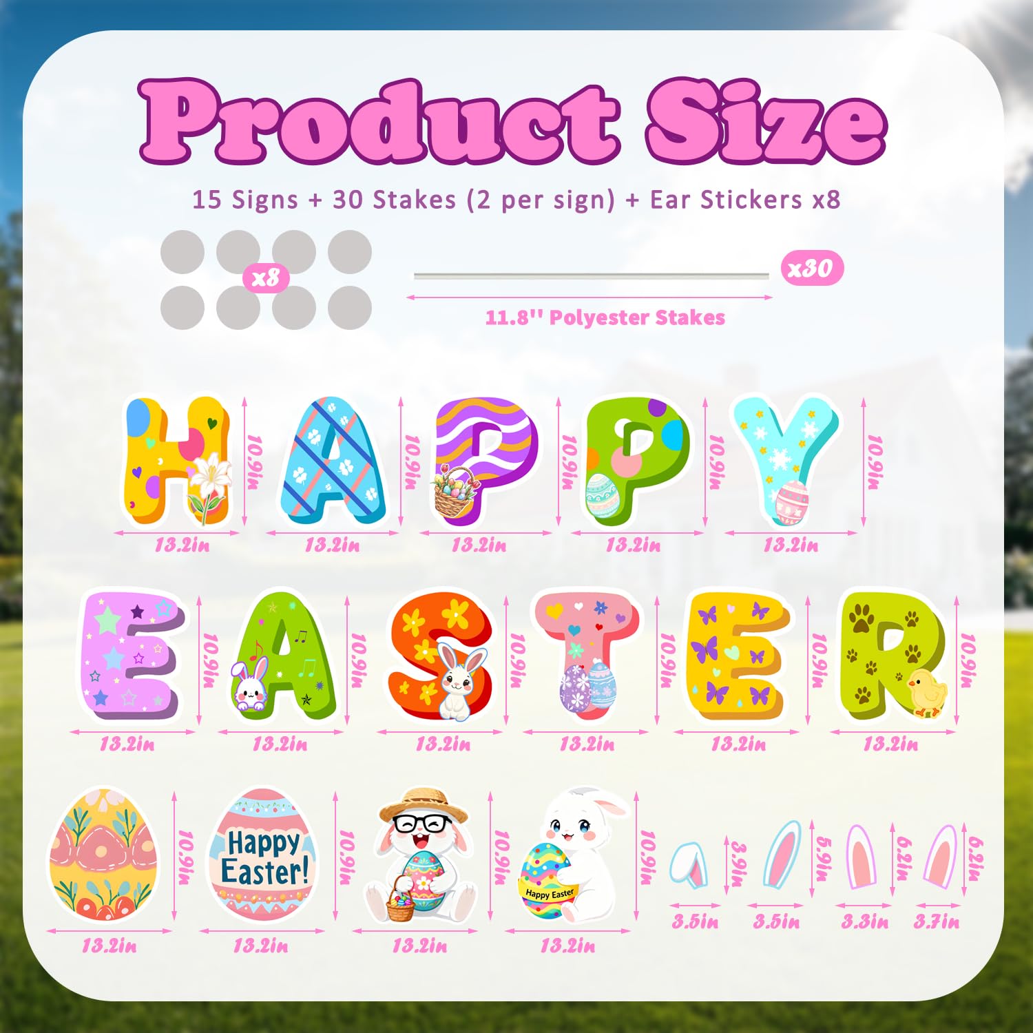 FurniCore Happy Easter yard sign egg adds bright lawn decor for celebrations