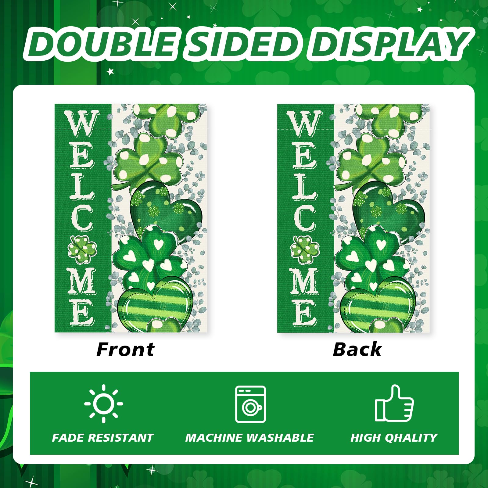 FurniGift welcome flag for porch or patio, ideal centerpiece for St. Patrick's celebrations