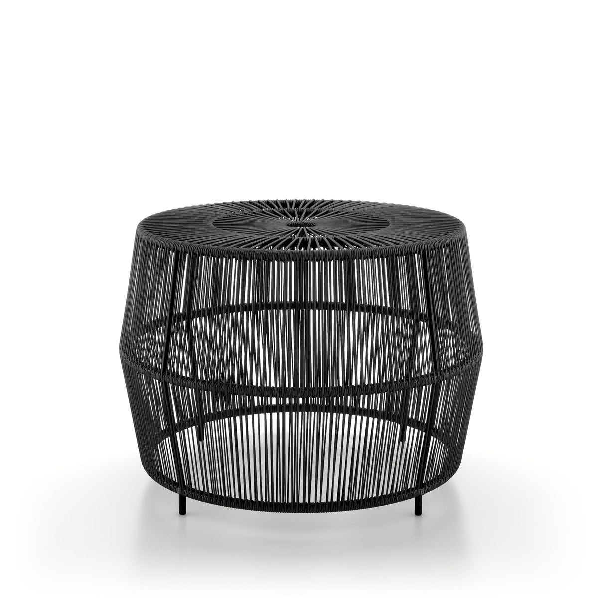 Furniture of America Ysar round outdoor coffee table with metal frame for poolside use