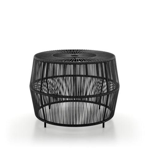 Furniture of America Ysar round outdoor coffee table with metal frame for poolside use