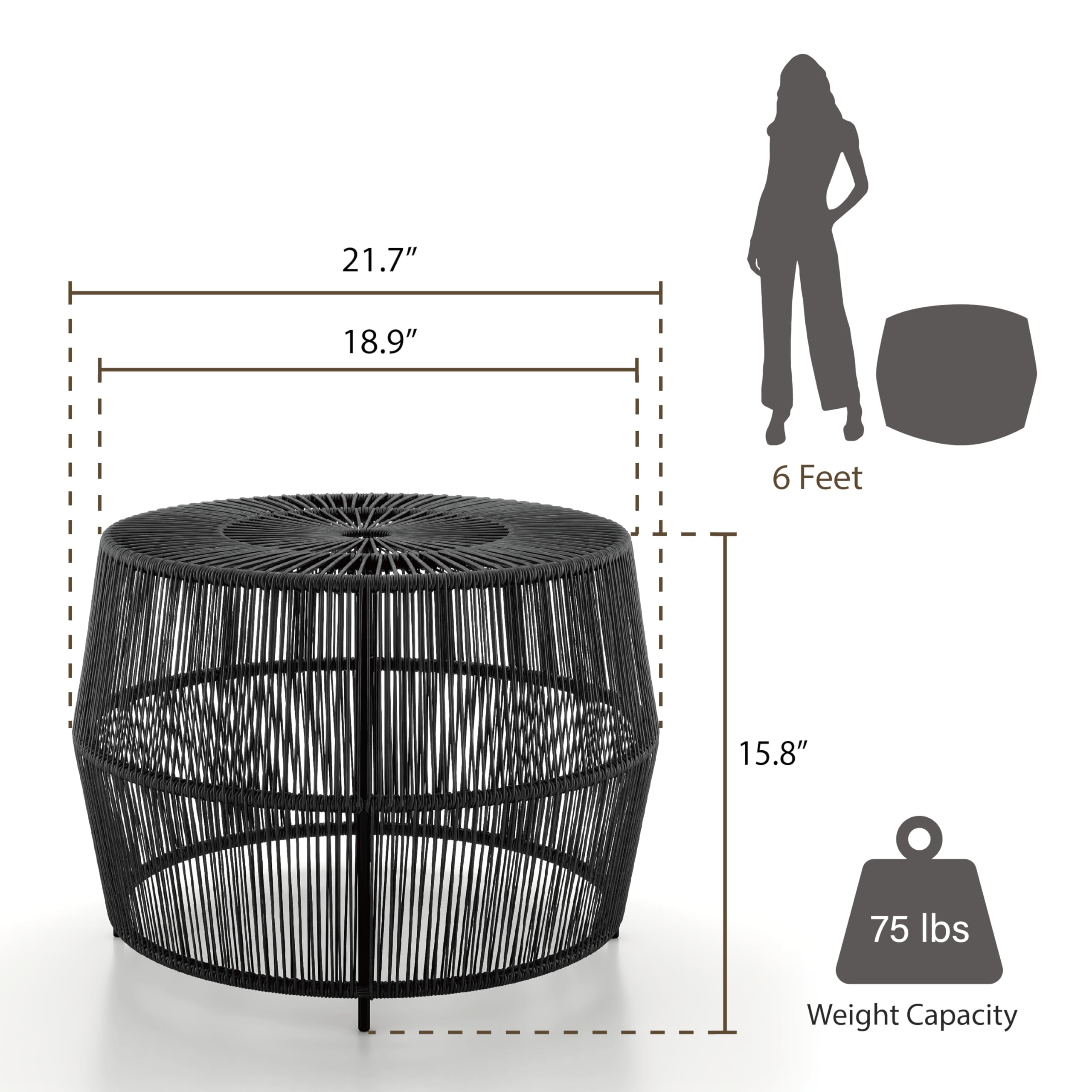 Furniture of America Ysar UV-resistant rattan table for sunny outdoor days