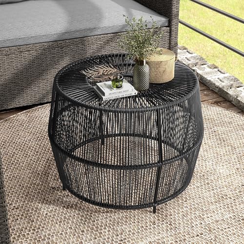 Furniture of America Ysar weatherproof wicker round table for patio durability