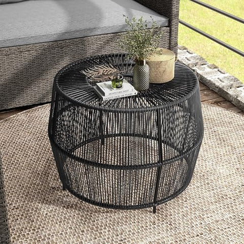 Furniture of America Ysar weatherproof wicker round table for patio durability
