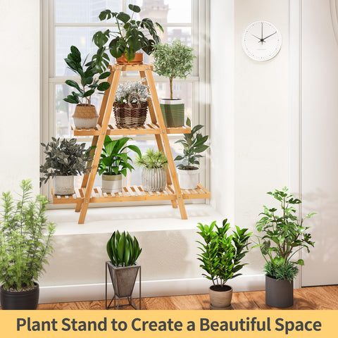 Furshus Bamboo Plant Stand indoor-outdoor-ready fits any space with natural bamboo finish.