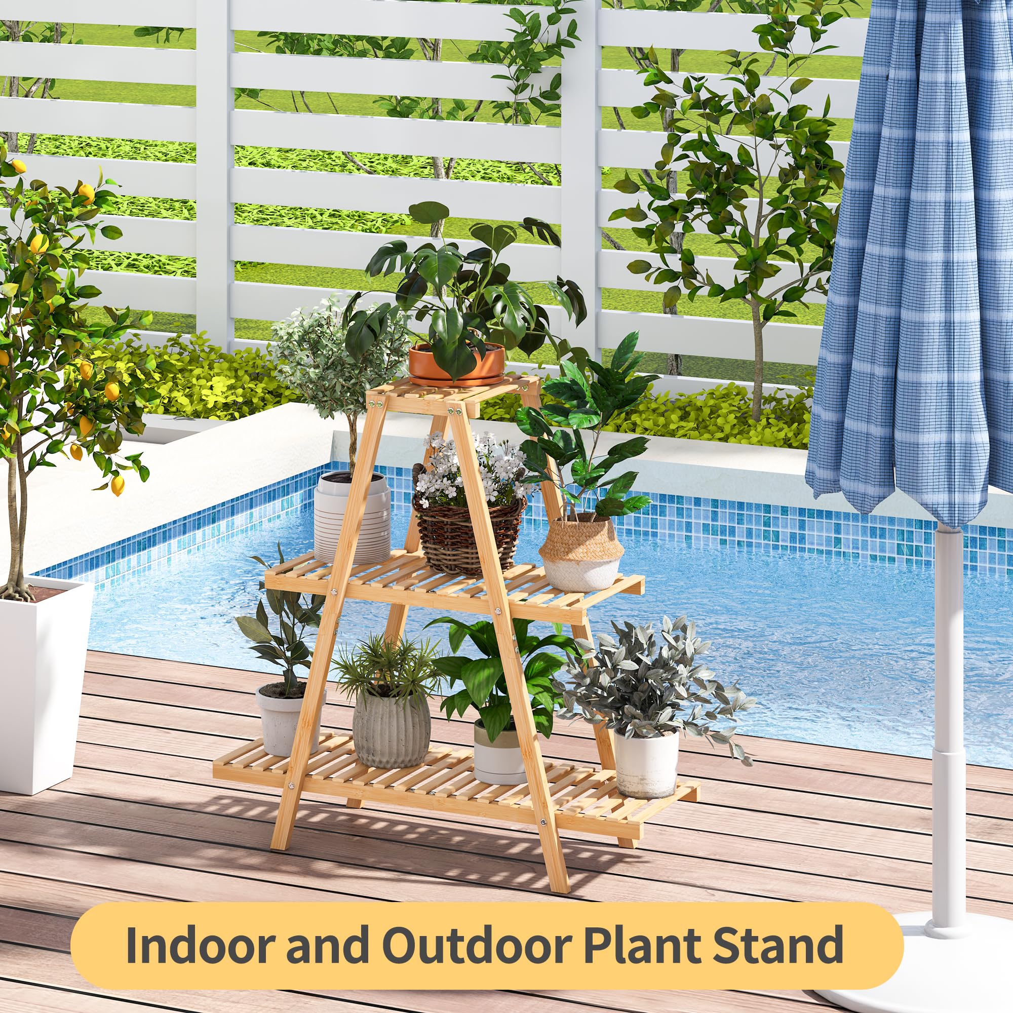 Furshus Bamboo Plant Stand lightweight and easy to move around the room.