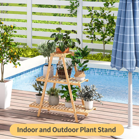 Furshus Bamboo Plant Stand lightweight and easy to move around the room.
