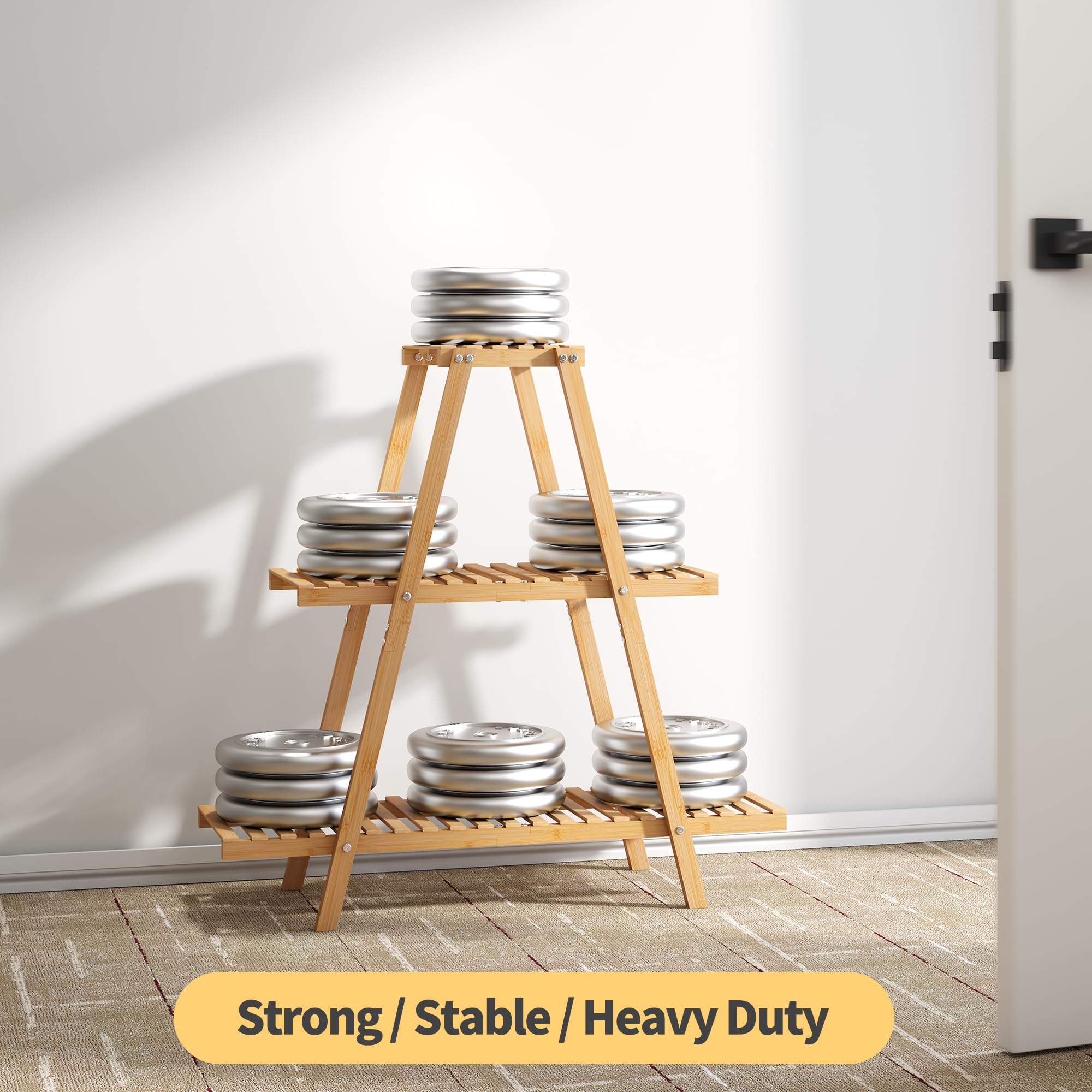 Furshus Bamboo Plant Stand space-saving corner for plants in small rooms.