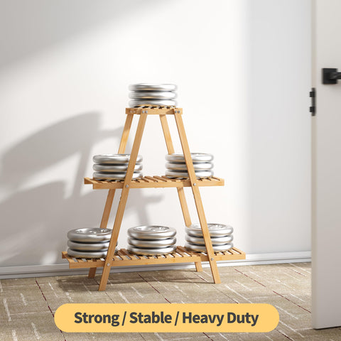Furshus Bamboo Plant Stand space-saving corner for plants in small rooms.