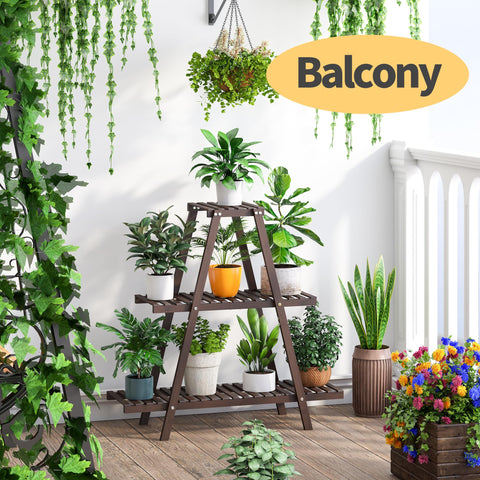Furshus patio balcony stand elevates outdoor greenery with clear visibility.