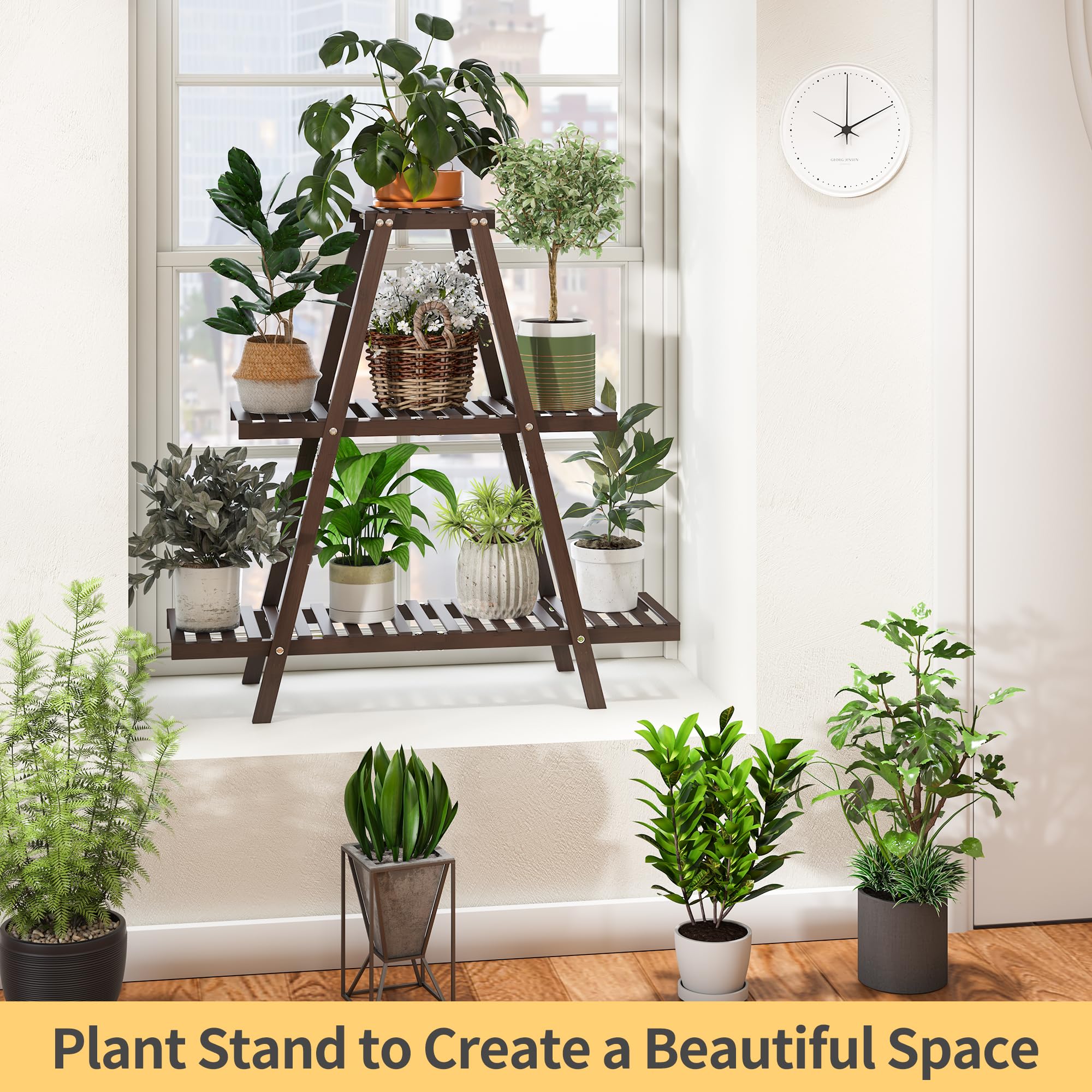 Furshus plant pot ladder keeps eight pots tidy and reachable.