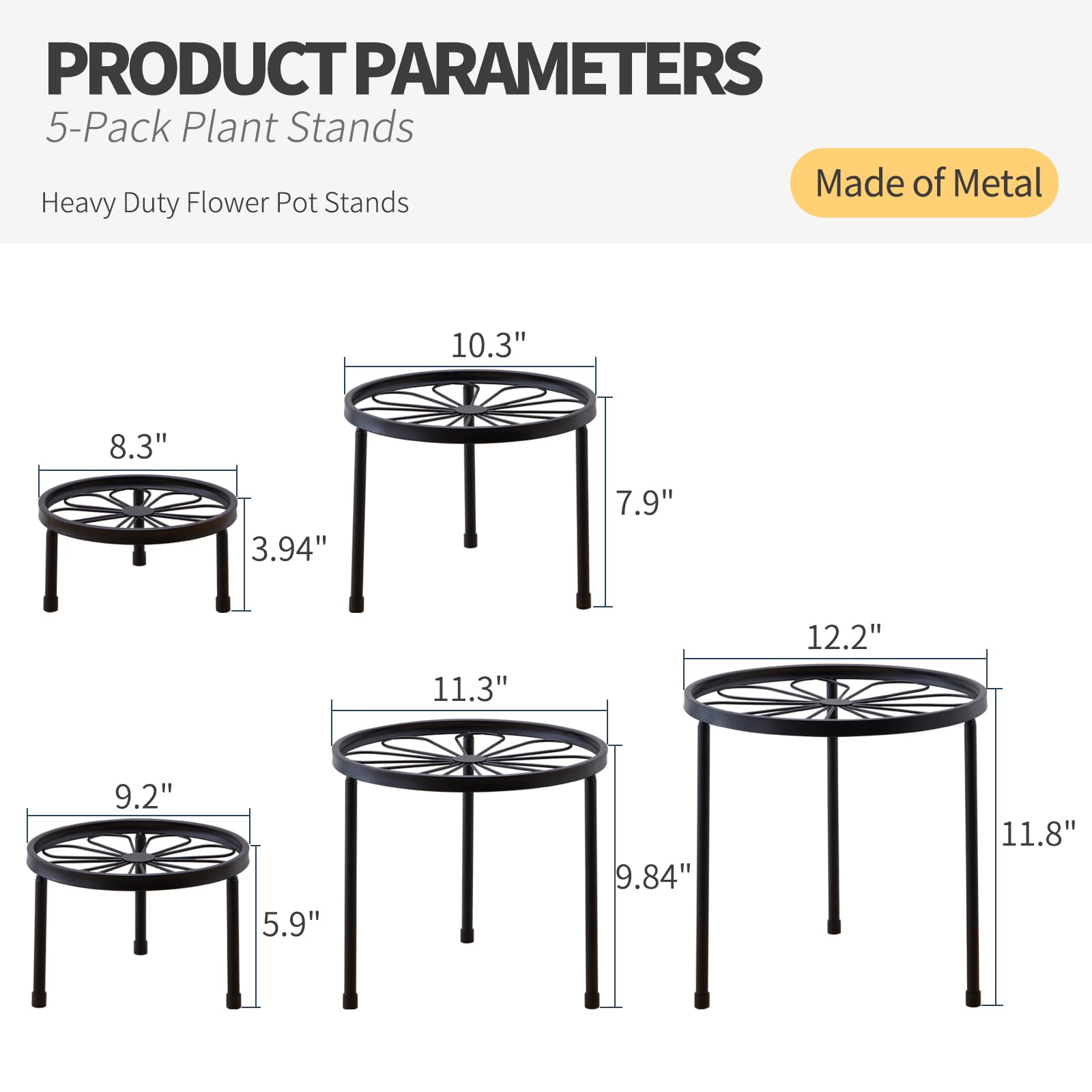 Furshus sturdy iron construction highlights strong load bearing for indoor or outdoor use.