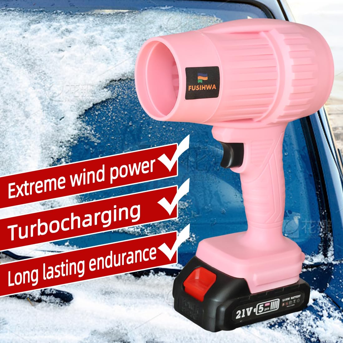 FUSIHWA 300 CFM airflow helps clear leaves and dust efficiently