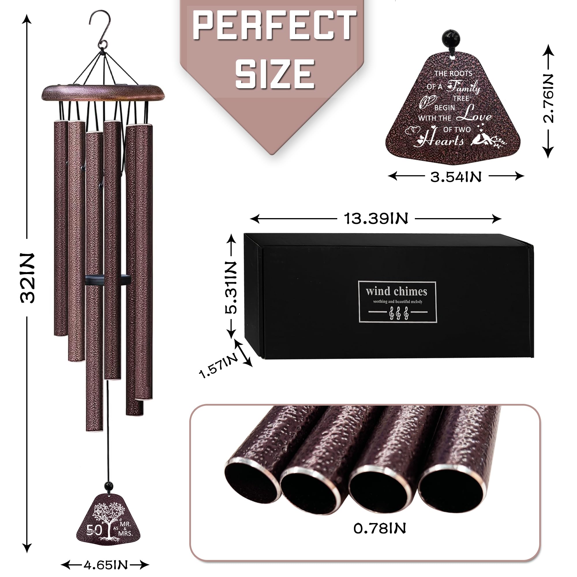 Fusui outdoor decor for patio balcony or garden with hanging wind chime