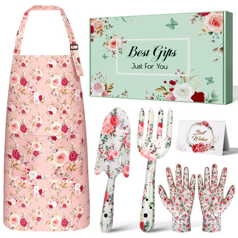 Futricy garden apron in pink, waterproof with pockets for convenient tool storage.