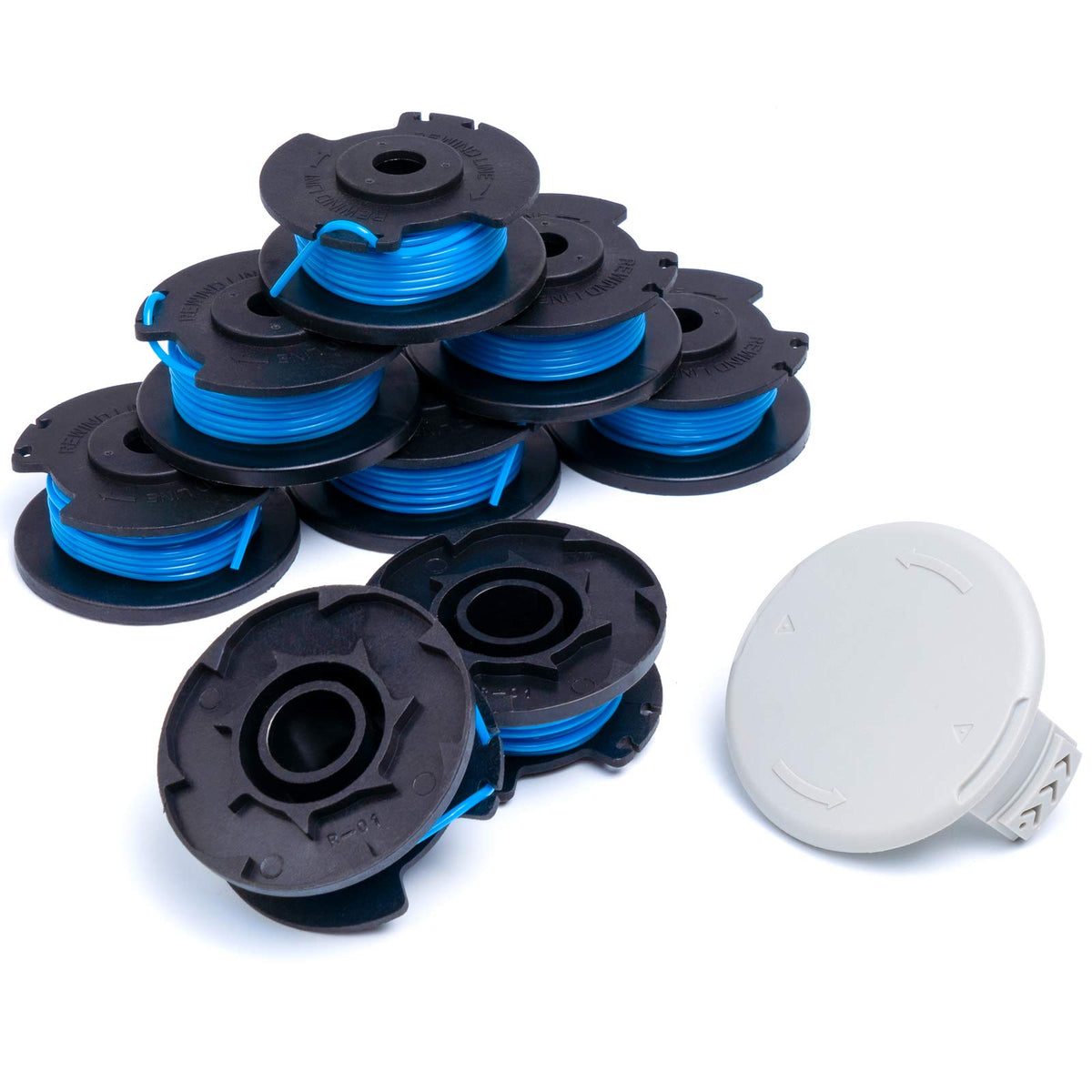 Future Way 8-pack weed wacker spools provide quick auto-feed for faster trimming