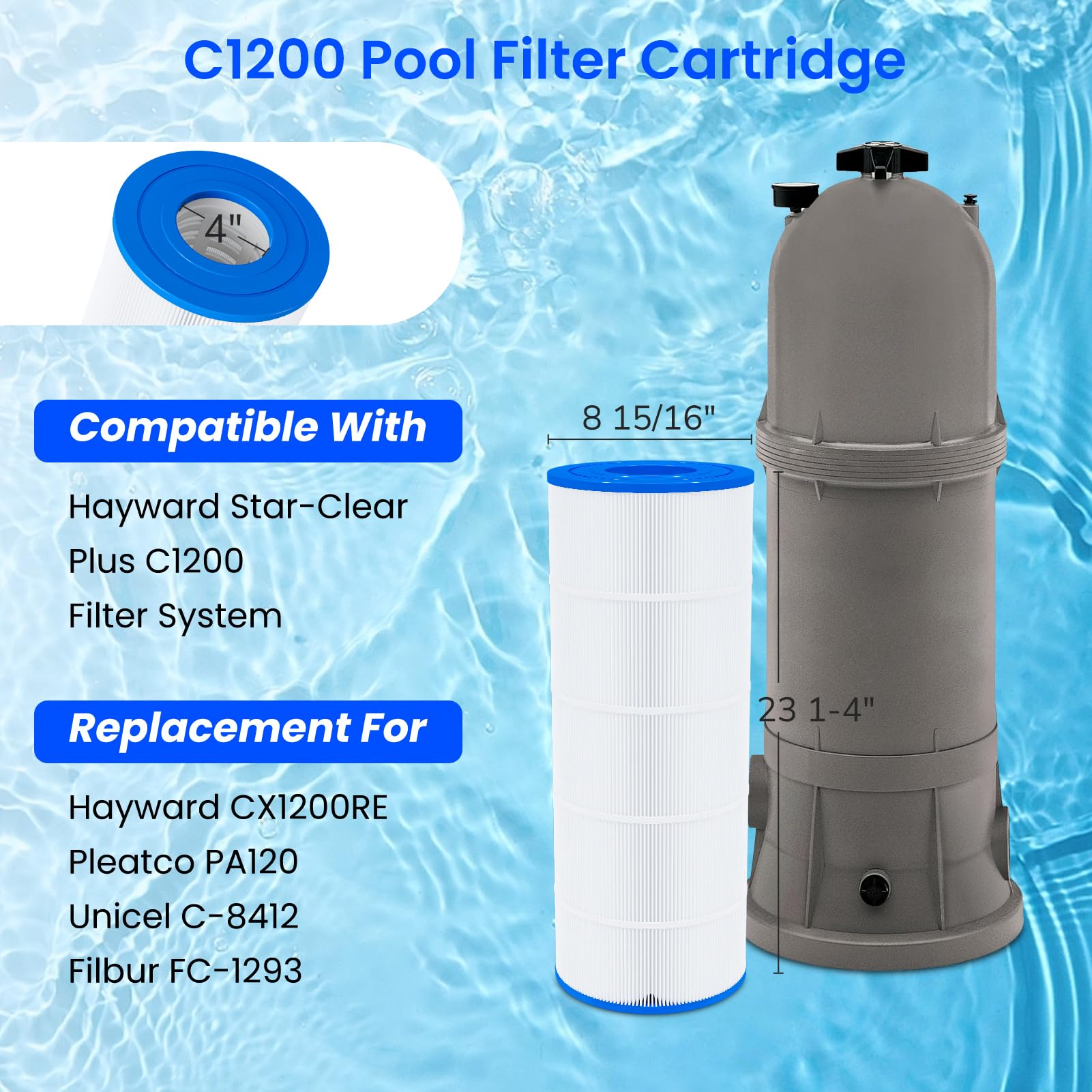 Future Way C1200 cartridge compatible with Hayward Star Clear Plus for easy replacement