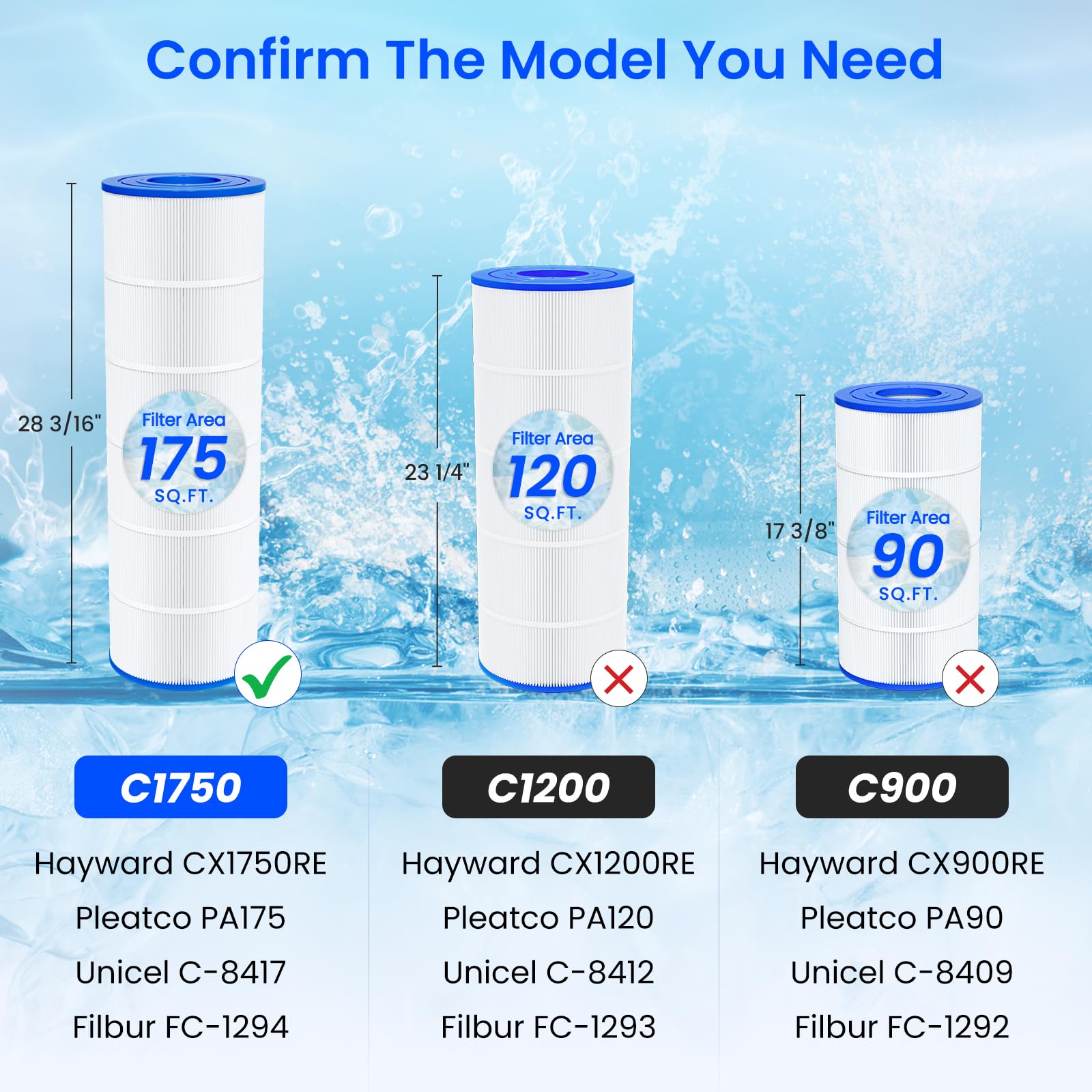 Future Way C1750-pleatco-pa175: aligned with Pleatco PA175 for reliable filtration