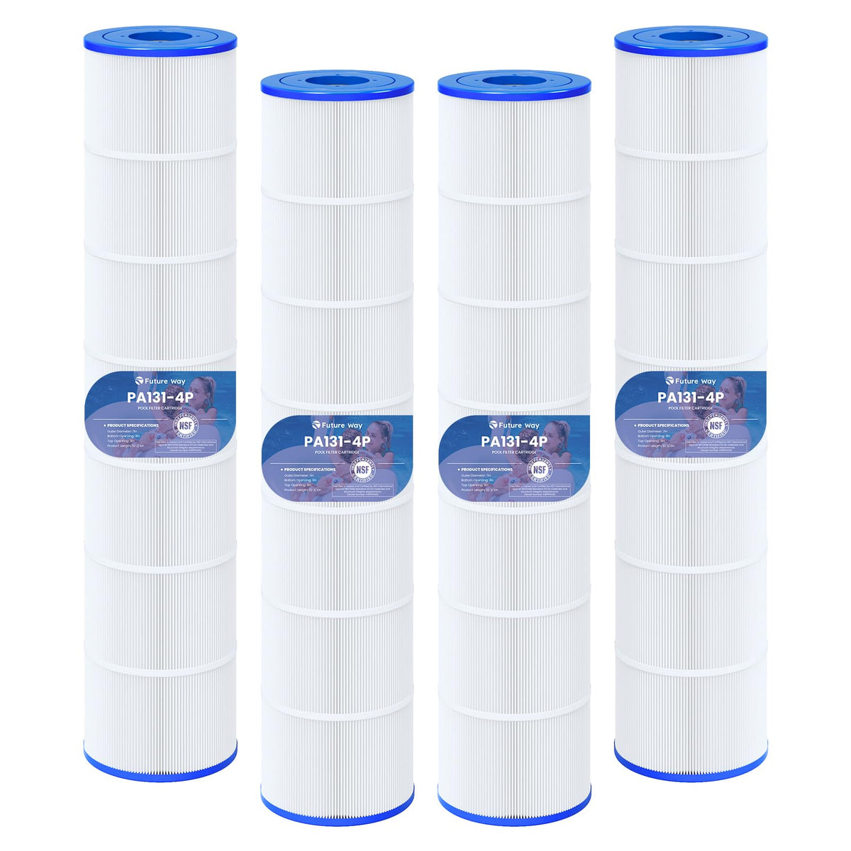 Future Way C5030 pool filter cartridge inlet view shows precise fit for clean water flow