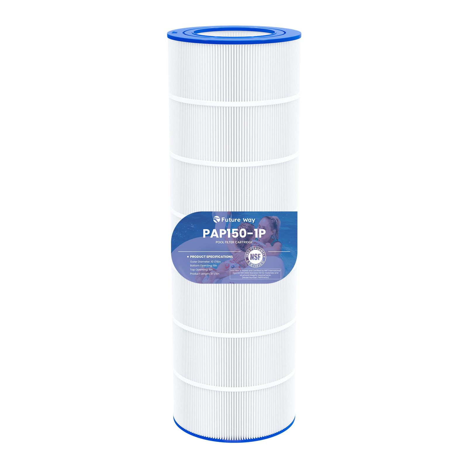Future Way CC150 pool filter cartridge assembly ready for simple installation in compatible filters.