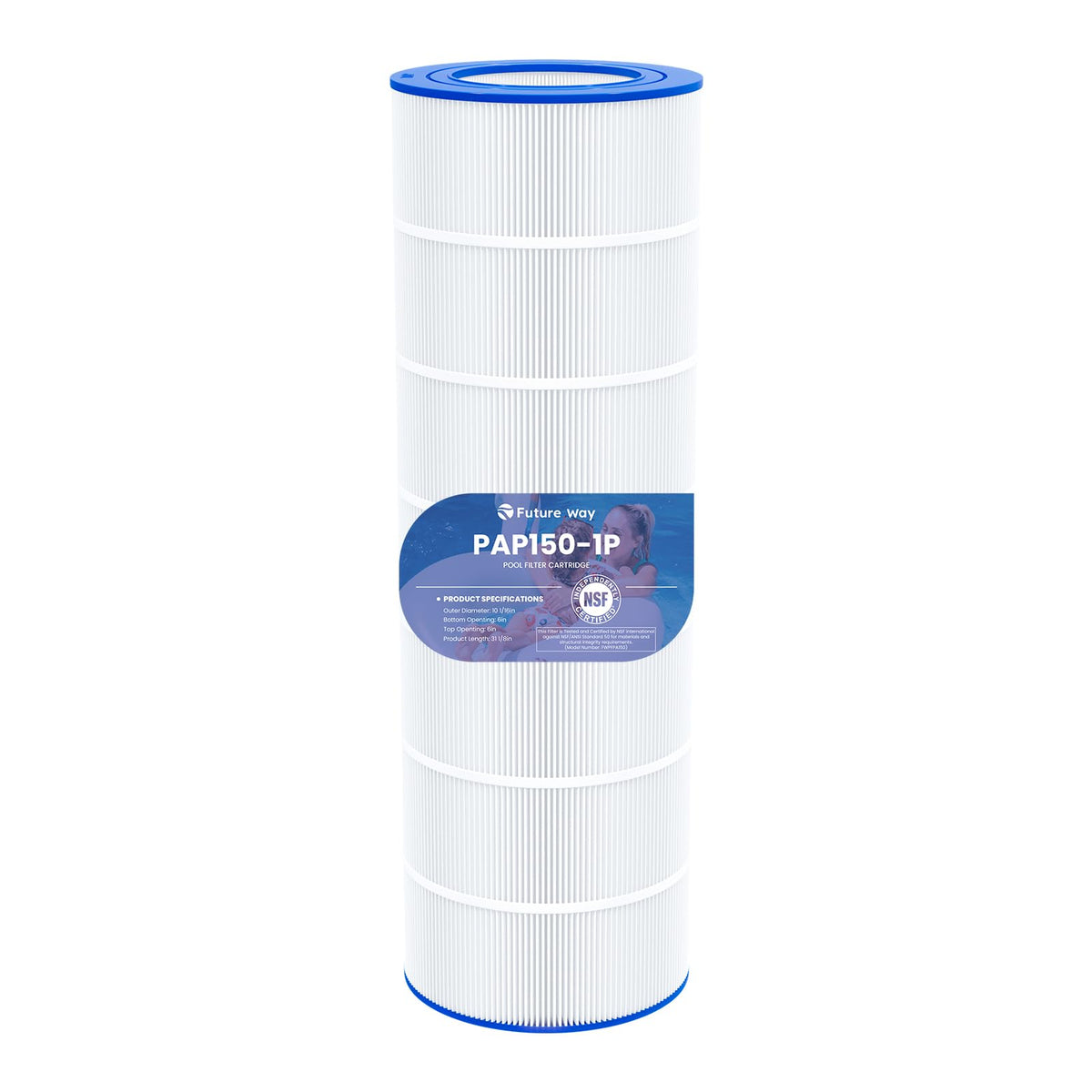 Future Way CC150 pool filter cartridge assembly ready for simple installation in compatible filters.