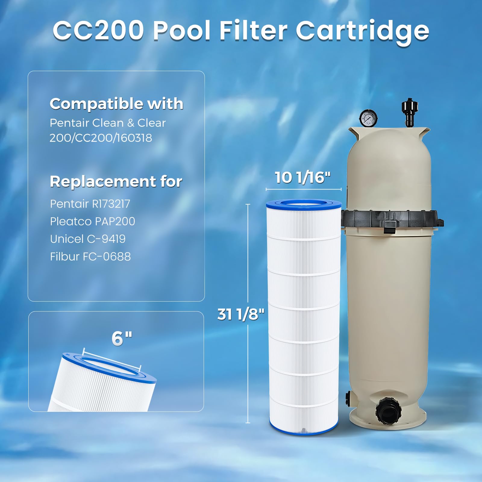 Future Way CC200 side view highlights durable construction for high-flow pools.