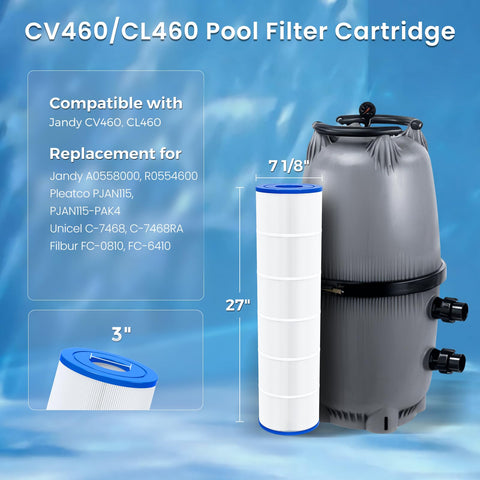 Future Way CV460 pleated design traps more debris for clearer pool water