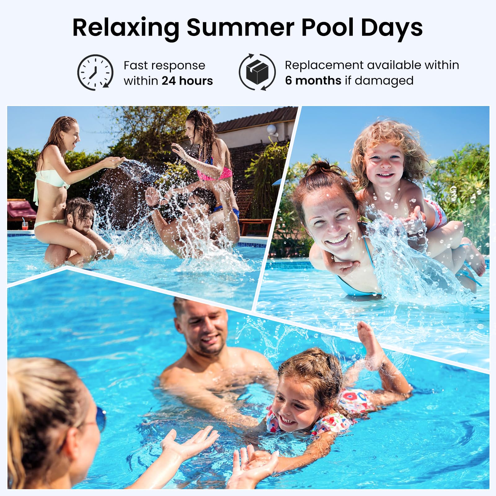 Four-pack replacement panels save time on pool maintenance.