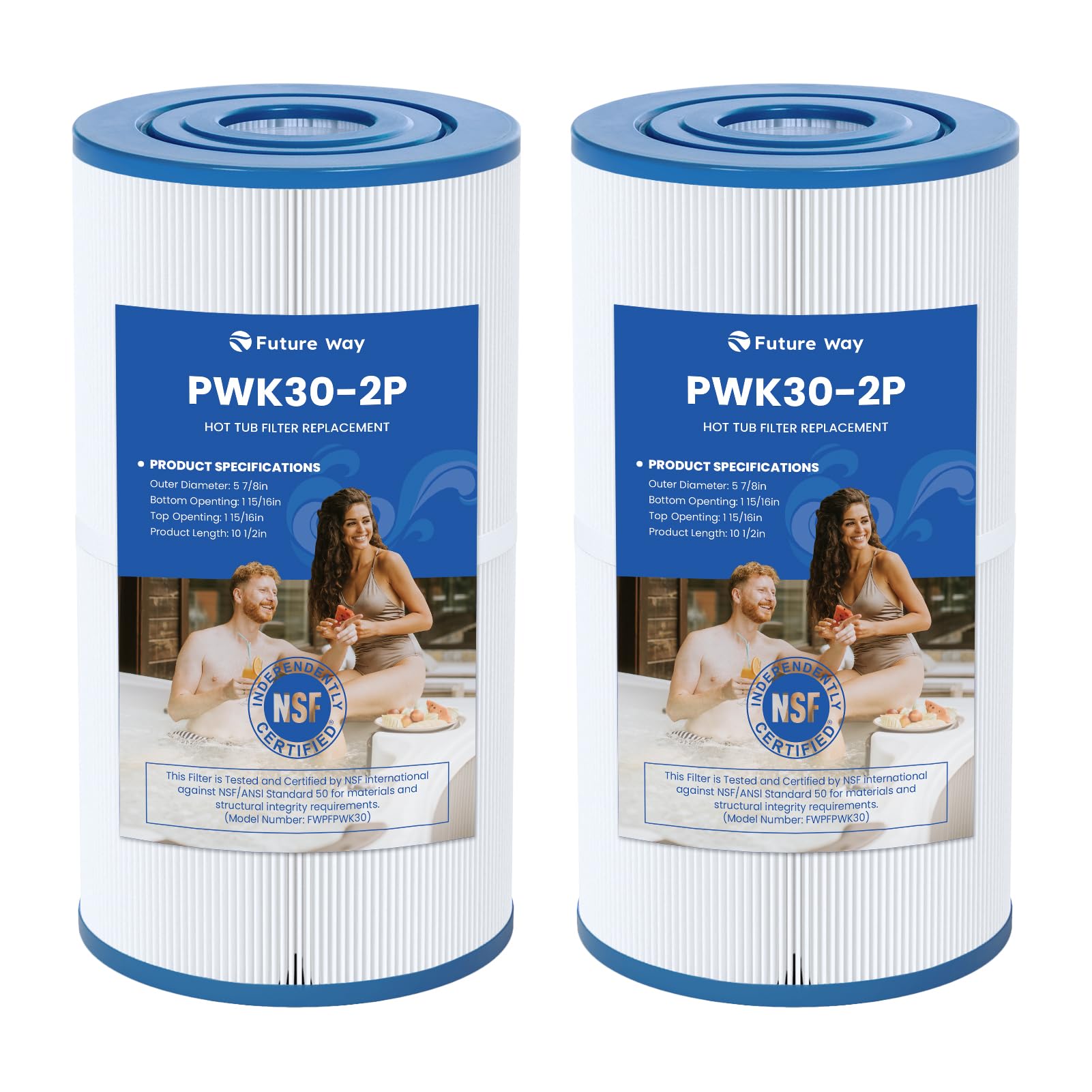 Future Way PWK30 filter close-up highlighting trilobal pleated design for efficient debris capture.