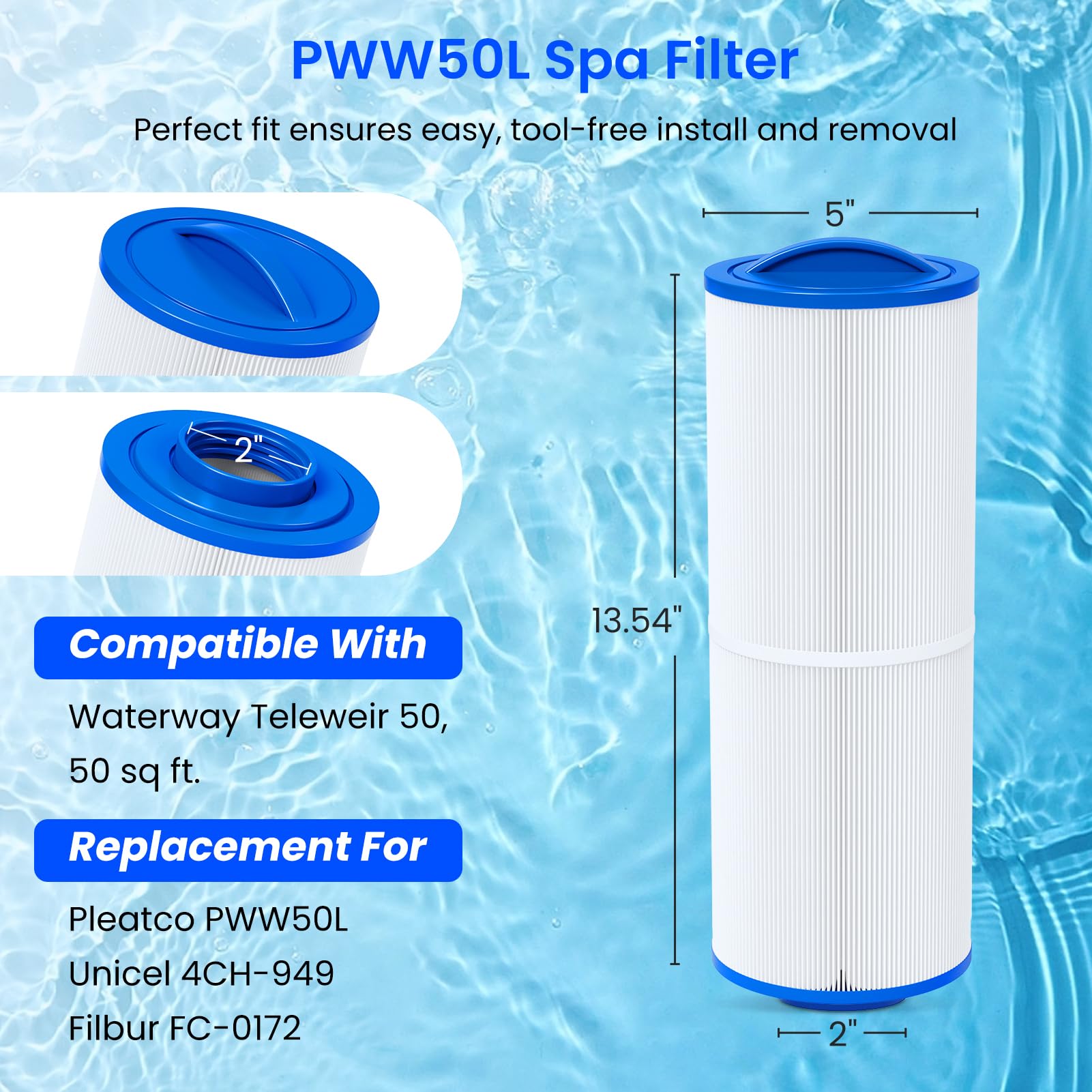 Future Way PWW50L filter length 13-1/16 inch for secure housing compatibility