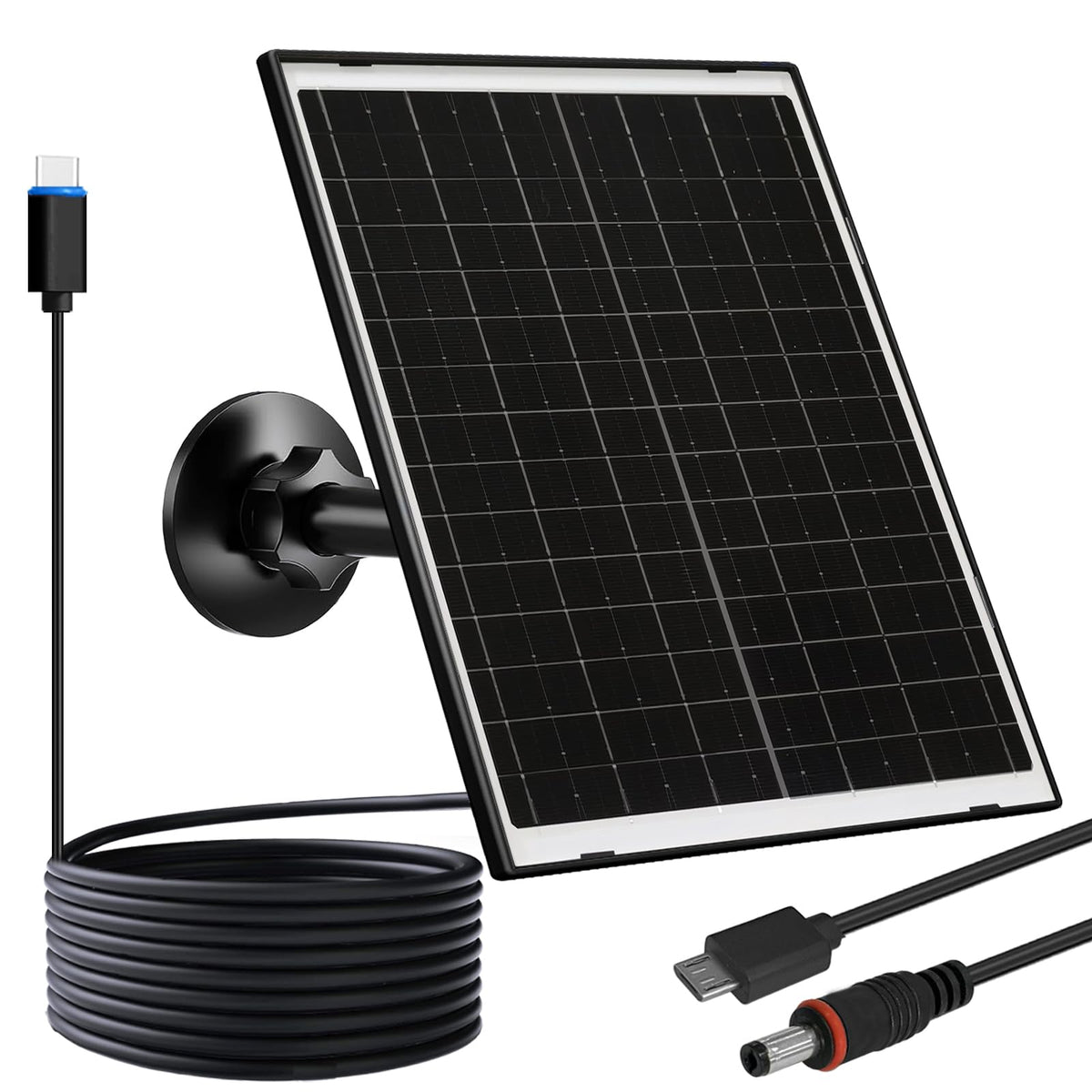 FutureZEN 10W solar panel outdoors powering security cameras with stable solar energy.