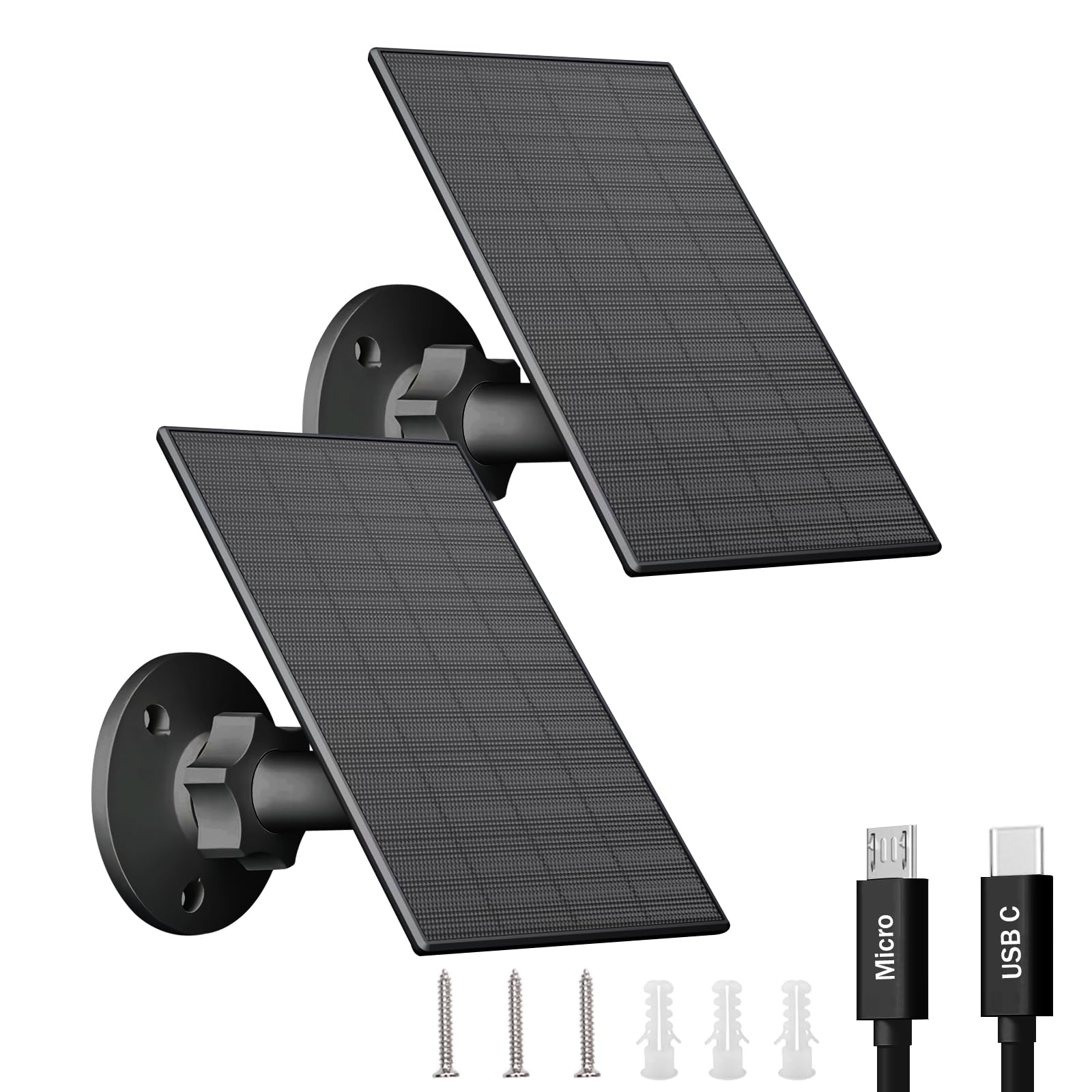 Futurezen 2W solar panel compatibility for cameras using Micro USB or Type-C ports.