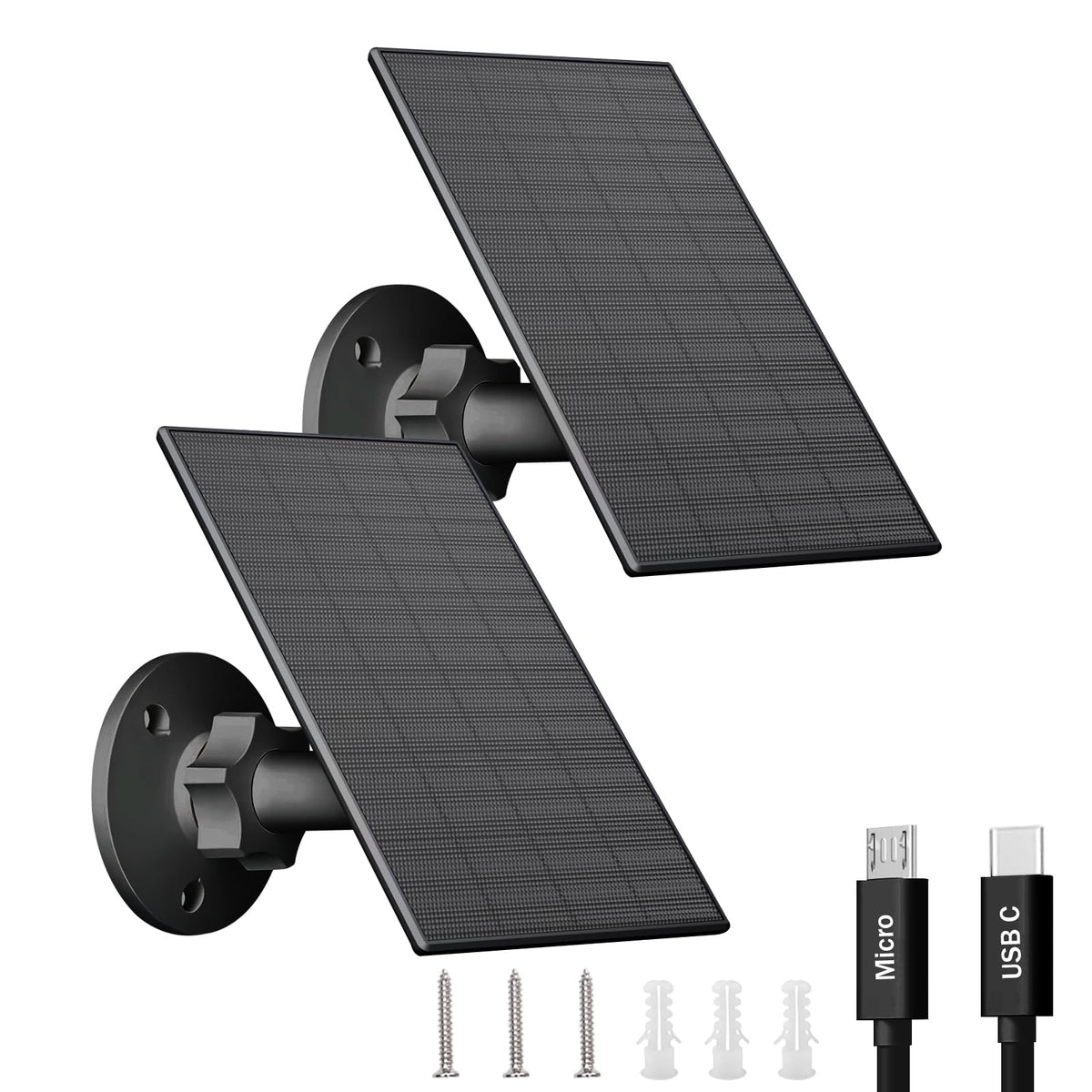 Futurezen 2W solar panel compatibility for cameras using Micro USB or Type-C ports.