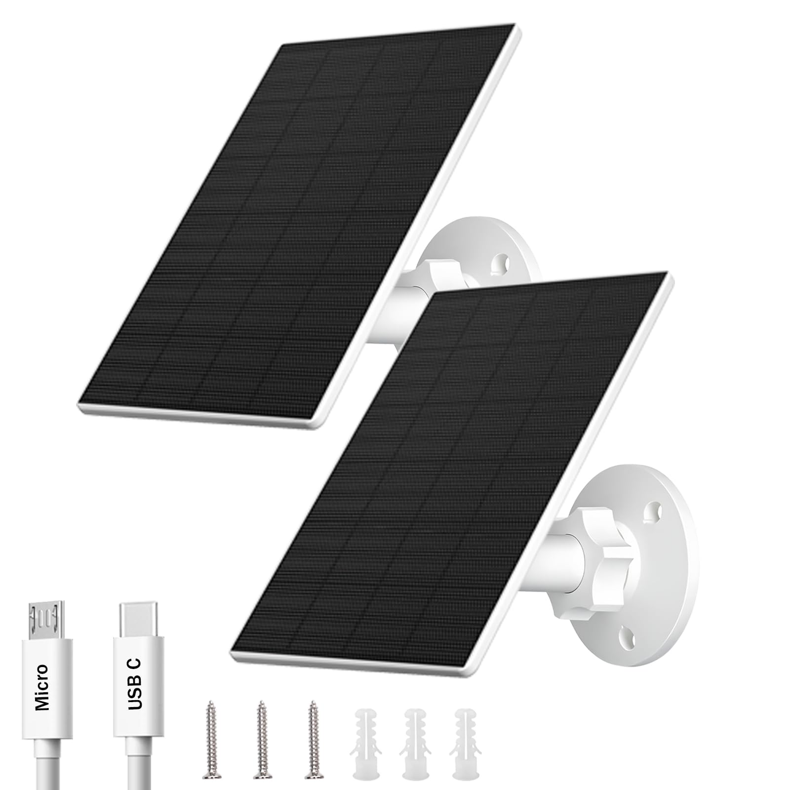 FutureZen 2W solar panel mounted on exterior wall powering outdoor security cameras.