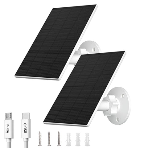 FutureZen 2W solar panel mounted on exterior wall powering outdoor security cameras.