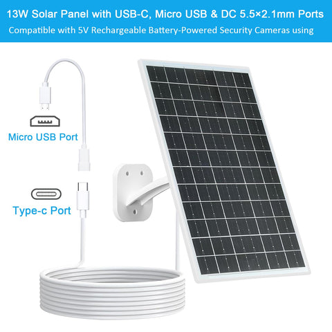 FUTUREZEN 13W solar panel 7.2ft cable supports flexible installation.
