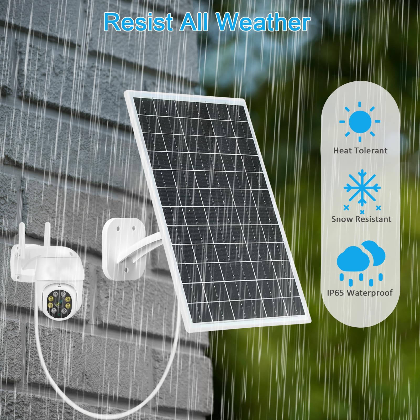 FUTUREZEN 13W solar panel DC output 5.5x2.1mm for battery-powered cams.