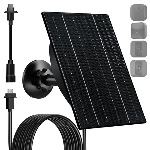 FUTUREZEN 4W solar panel for Blink Outdoor 4th Gen powers exterior camera charging.
