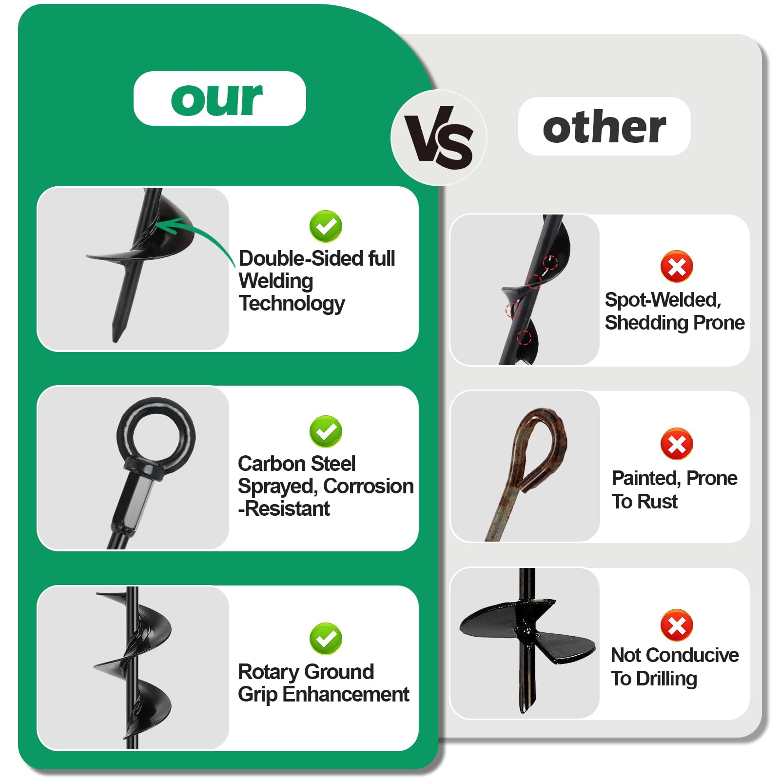 Fuuner garden stakes screw-in anchors grip soil for steady setups.