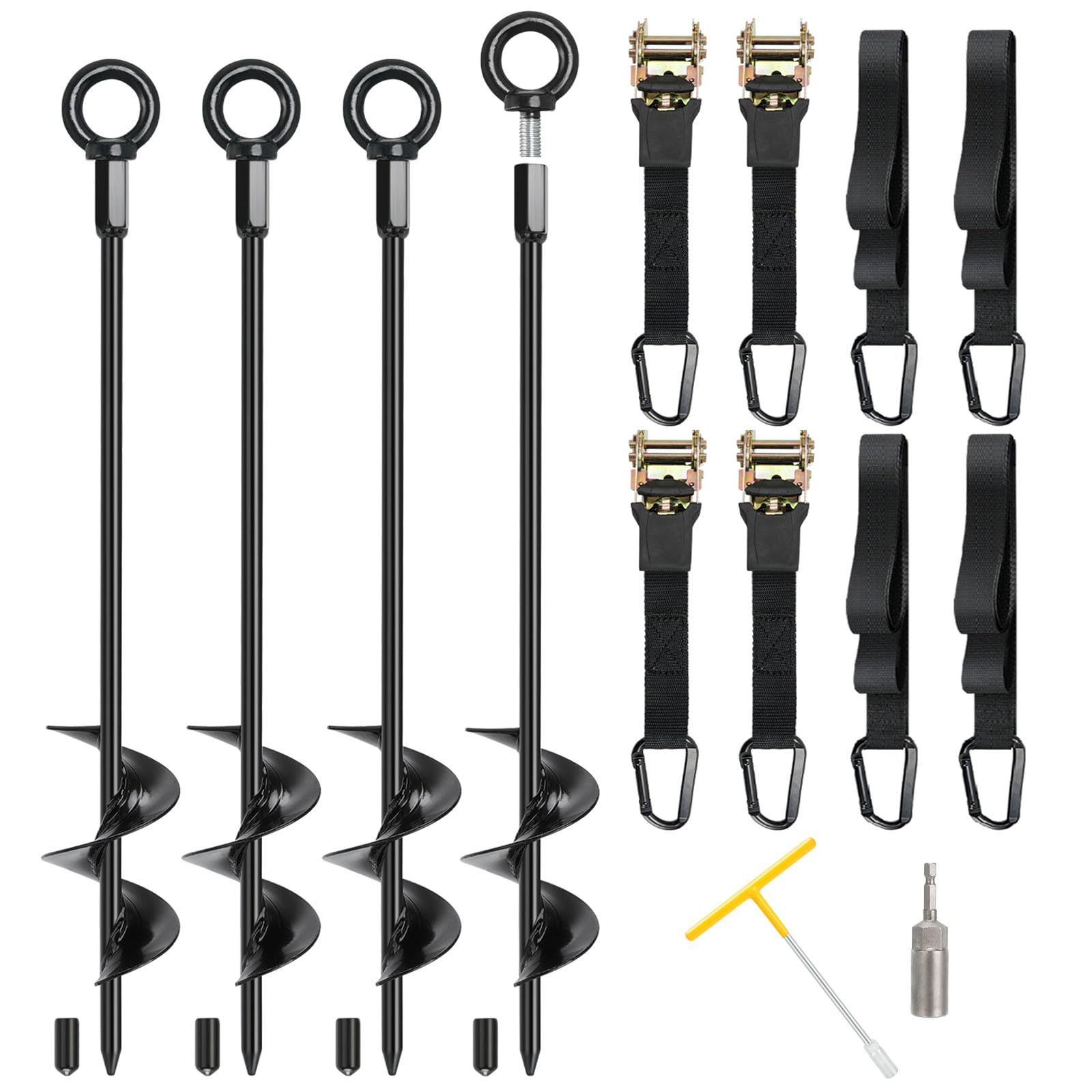 Fuuner ground anchors 18-inch stakes secure outdoor gear in high winds.