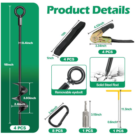 Fuuner shed anchor kit rustproof design resists rain and humidity.