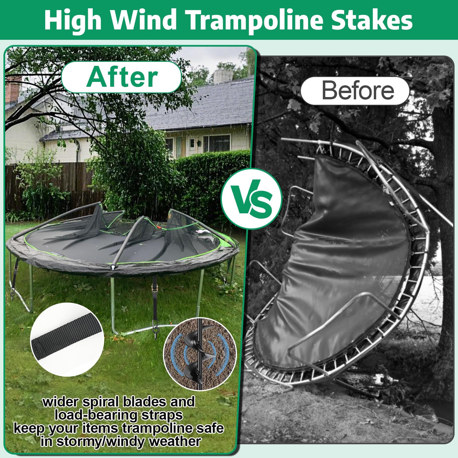 Fuuner trampoline anchors heavy-duty build prevents shifting during windy play.