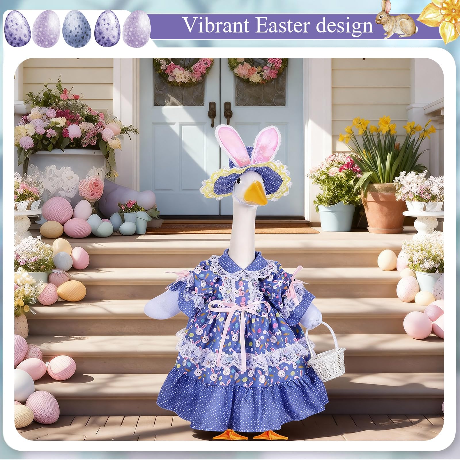 FuWeave 23-inch lawn decoration with purple Easter attire.