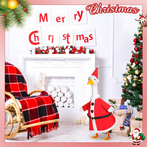 FuWeave Christmas goose outfits set a merry lawn scene